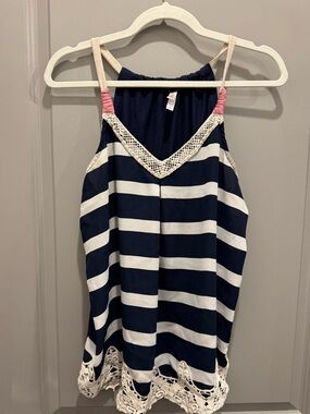 Xhilaration Navy Blue Top with Pink Logo Tag